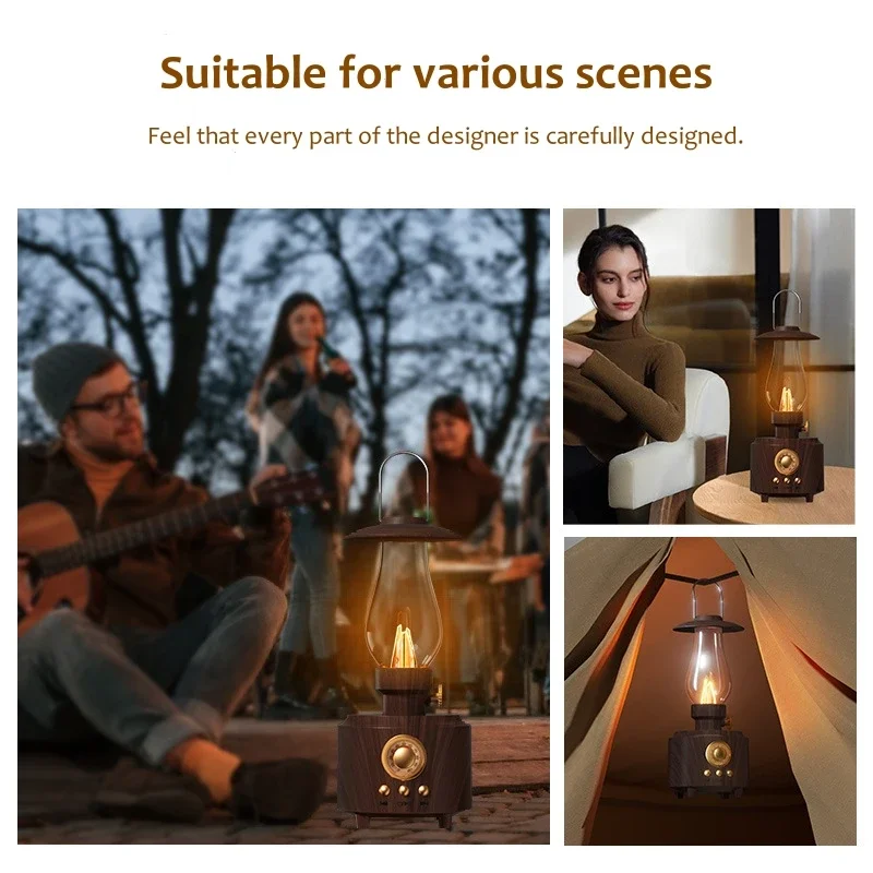 C210 Gift Retro Kerosene Lamp Wireless Bluetooth Speakers Rechargeable Battery Portable Compatible Office Outdoor Camping Lamp