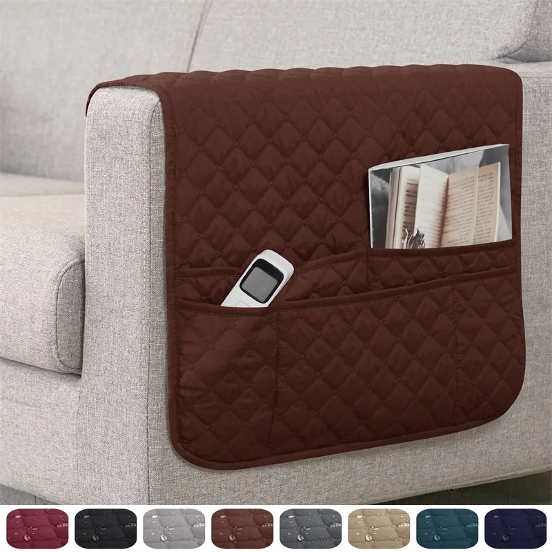 1pc Sofa Armrest Organizer with 5 Pockets and Cup Holder Tray Couch Armchair Hanging Storage Bag for TV Remote Control Cellphone