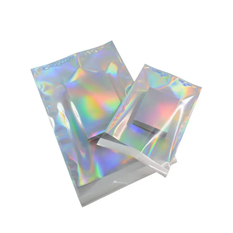 

50PCS Holographic Self-Sealing Clear Pouches - Flat Adhesive Envelopes for Cosmetics, Documents, Gifts & Shipping