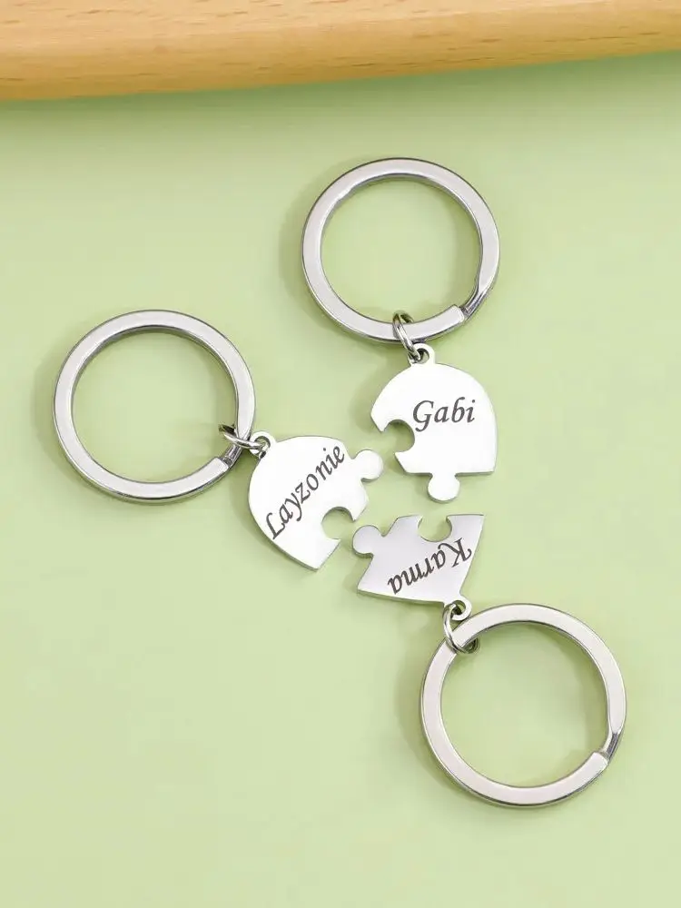 Noms personnalisés coeur Puzzle cadeau porte-clés pour maman papa saint valentin cadeau Couple porte-clés cadeau de remise des diplômes pour camarade de classe amizade