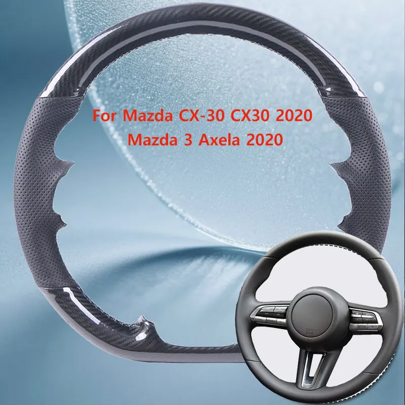 

Глянцевый чехол на руль автомобиля из углеродного волокна «сделай сам» для Mazda CX-30 CX30 2020 Mazda 3 Axela 2020, устойчивая к царапинам ручка на руль