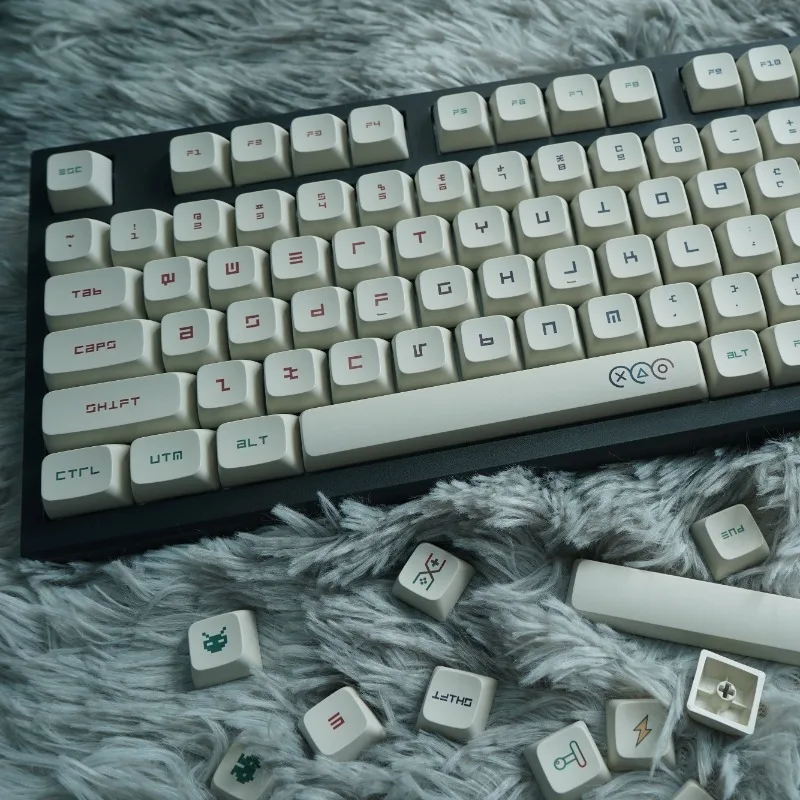 Video Game Theme Keycap 175Key PBT Custom Personalized Retro Gray Keyboard Cap XDA Profile Gaming KeyCap for Mechanical Keyboard