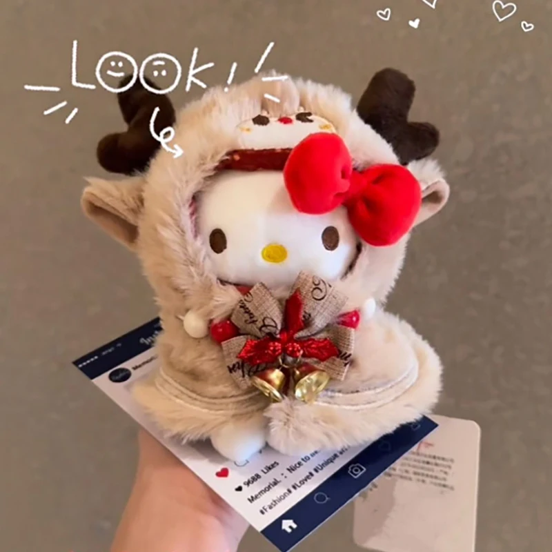

Christmas Sanrios Reindeer Hellokittys Plush Keychain Soft Collectible Hanging Ornament Gift for Girls Women Purse Charm Keyring