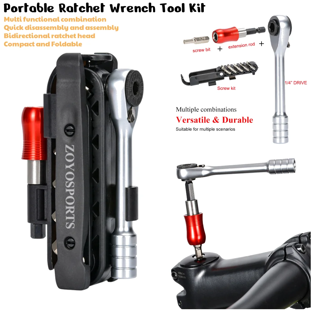 

Портативный набор инструментов с храповым механизмом, набор отверток для шин, набор гаечных ключей, многофункциональный набор инструментов для ремонта с быстроразъемным гнездом Ti