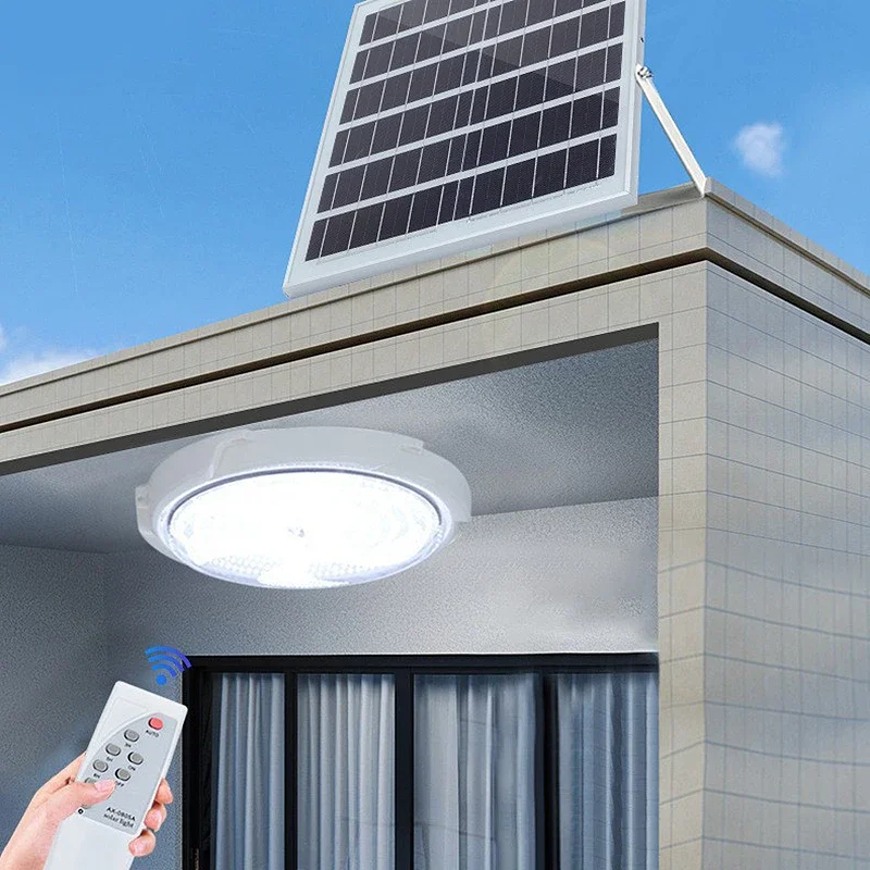 

Indoor Outdoor Solar Ceiling Light with Remote, 60-500W, Auto Charge & Illuminate, Energy Saving, Long-lasting