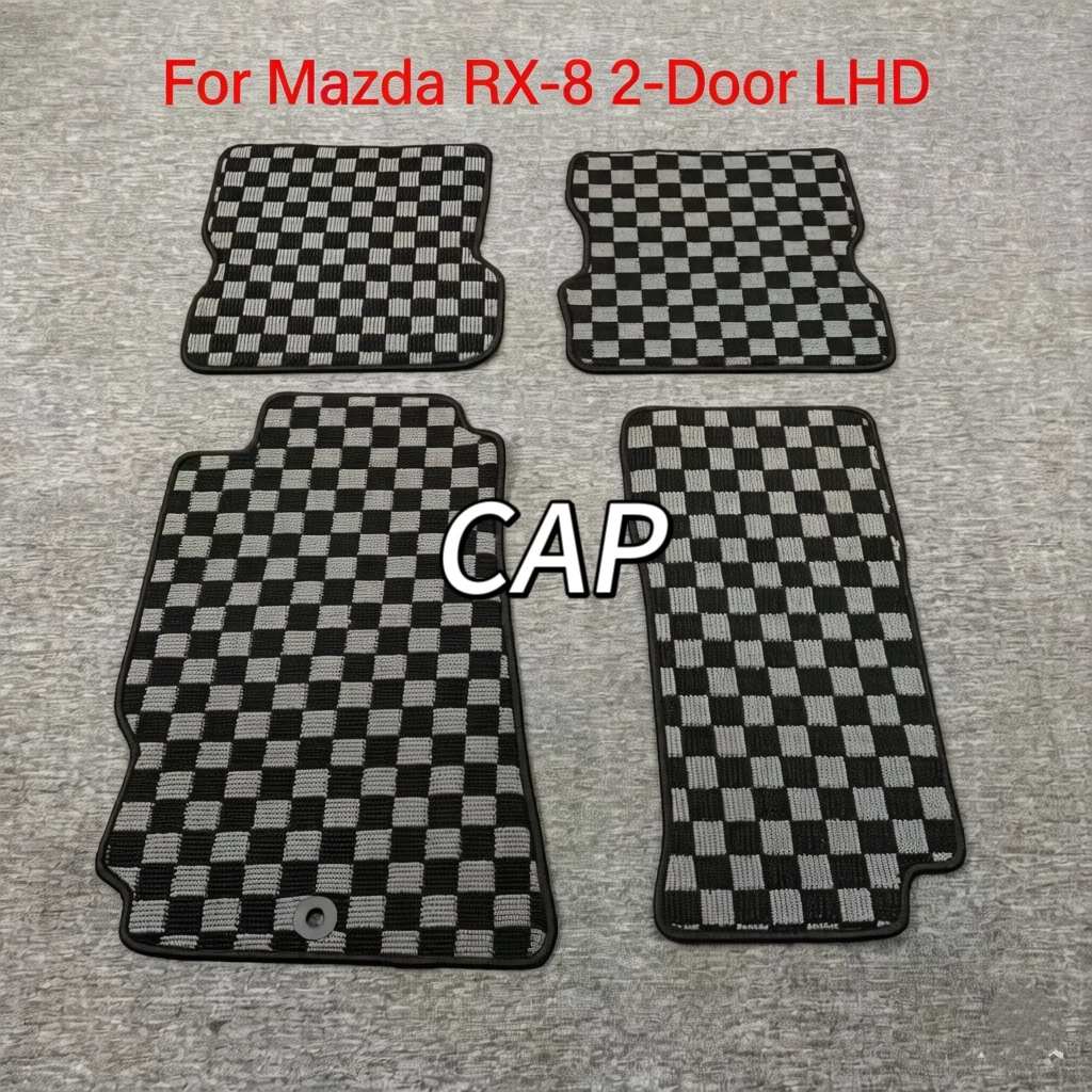 

Custom Car Floor Mats for Mazda RX-8 2 Door LHD, Classic Japanese Plaid Design, Premium Pressed Velvet Auto Interior Accessories
