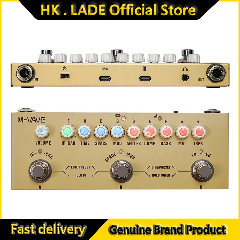 

M-VAVE Cube BABY перезаряжаемая гитарная педаль с несколькими эффектами для записи акустической гитары, функция аудиоинтерфейса, гитарная педаль