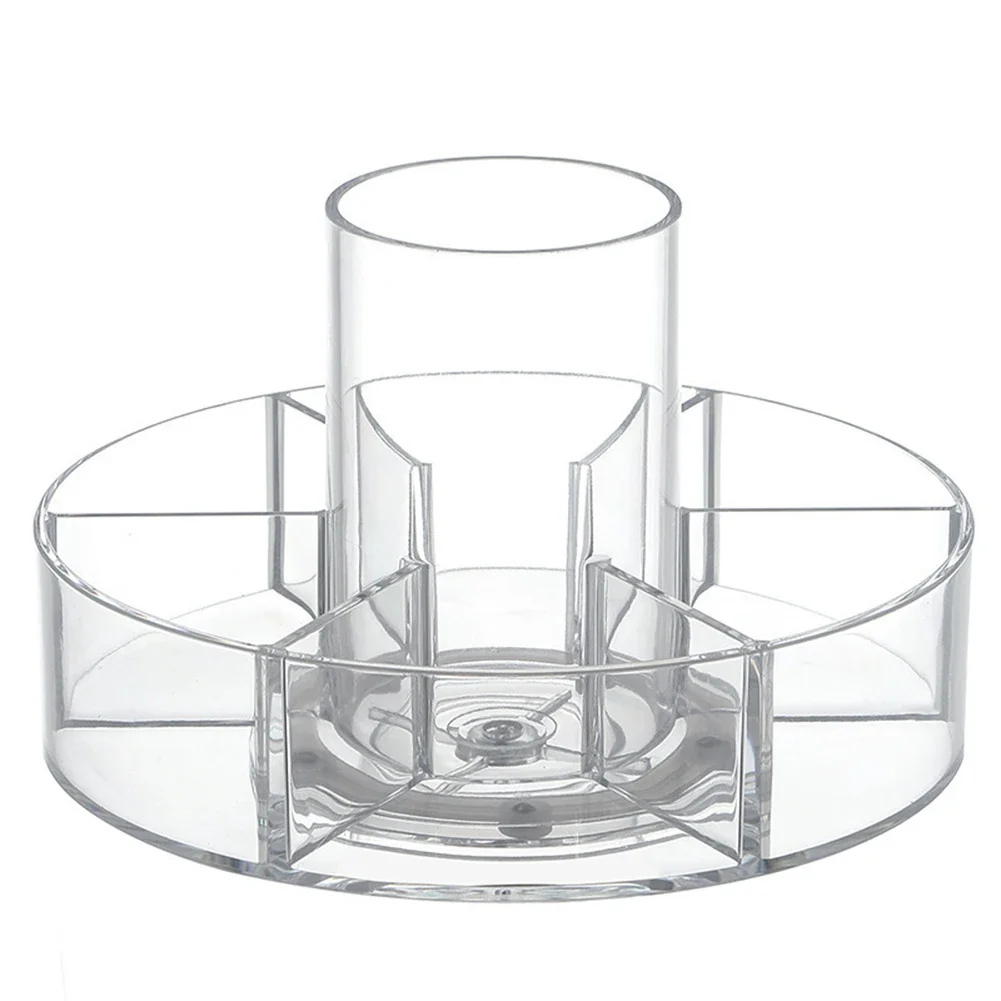 Transparent Acrylic 360 Degree Rotating Makeup Organizer for Small Space Vanity Storage 20x20x13cm Modern Design