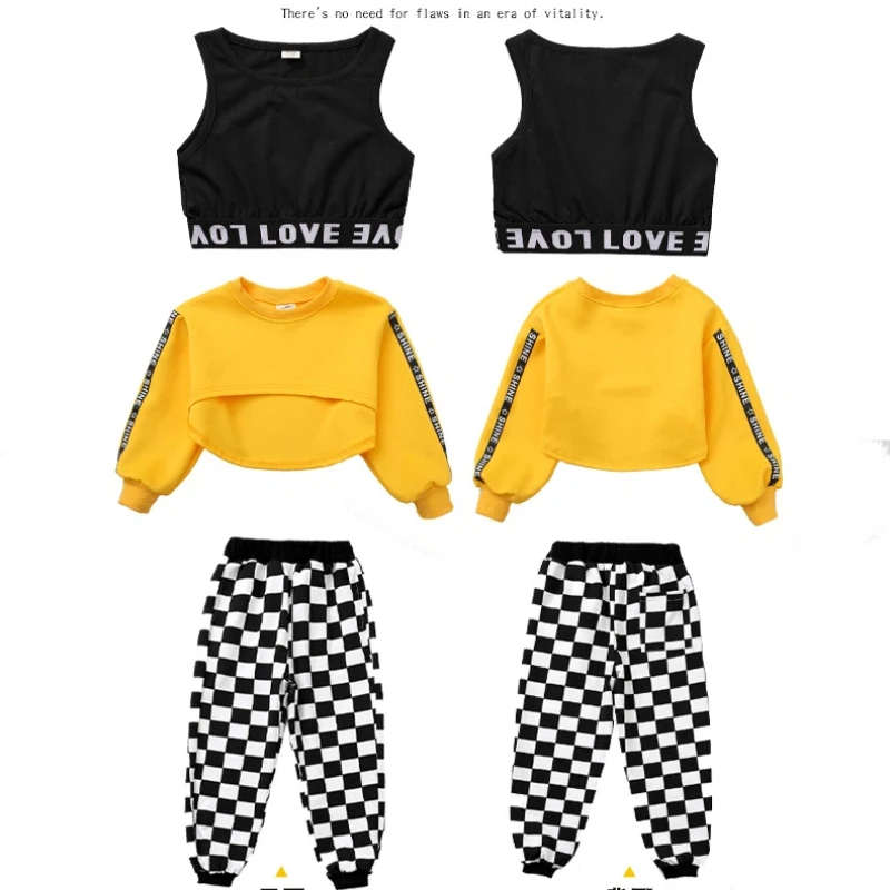 New Girls' Street Dance Fashion Chart Performance Costumes, Children's Jazz Dance Costumes, Hip-hop Crop Tops, Hip-hop Clothes