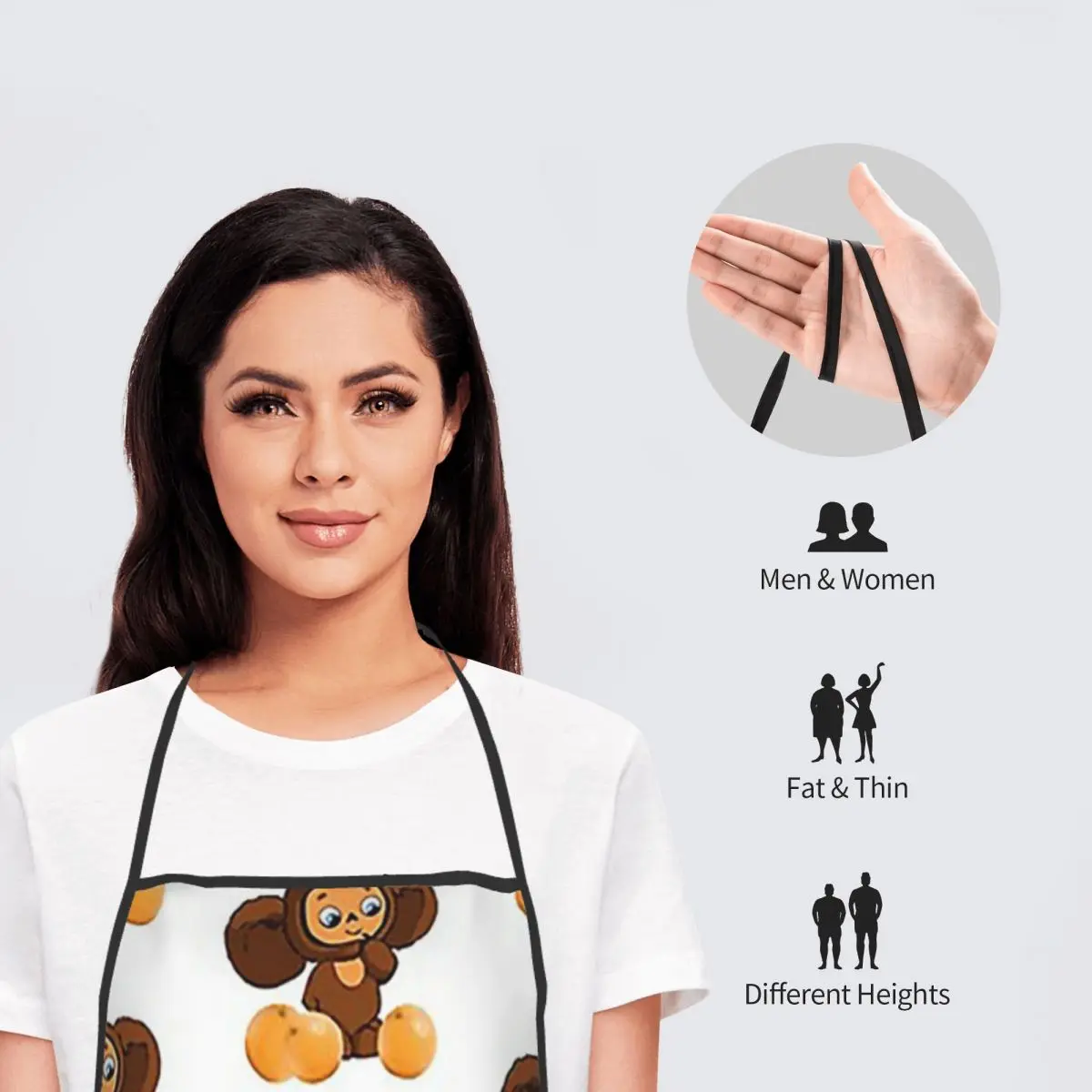 مريلة Cheburashka للطهاة والخبز والخبز بدون أكمام مريلة تنظيف المطبخ بينافور للنساء والرجال #5