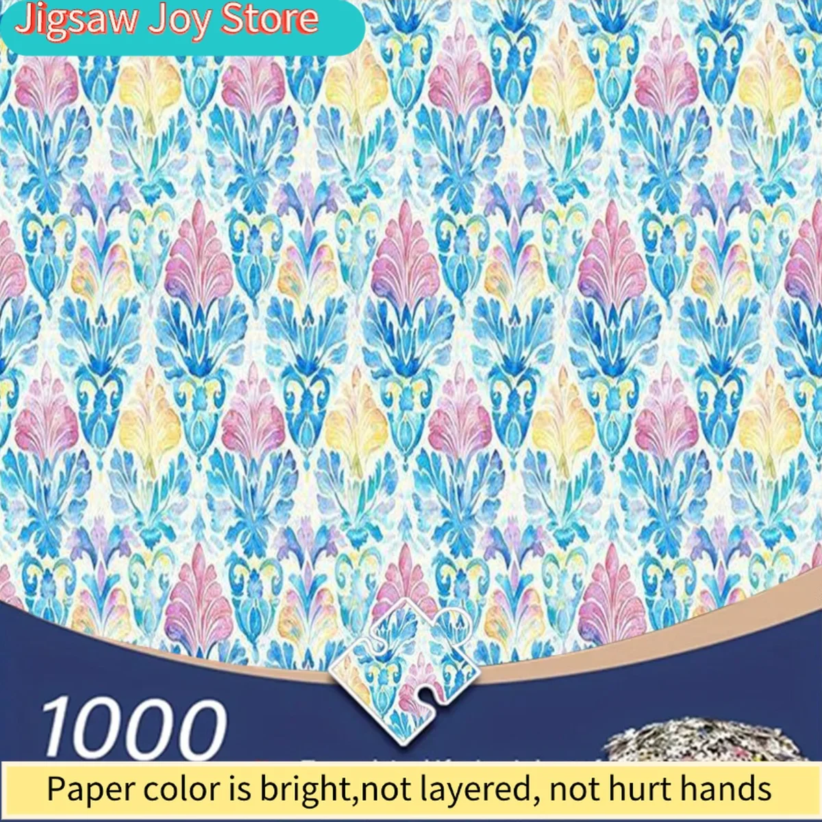 

Adult Jigsaw Puzzle - Vibrant Watercolor Floral Design, Seamless Repeating Pattern, Portable Cardboard, Ideal for Enthusiasts