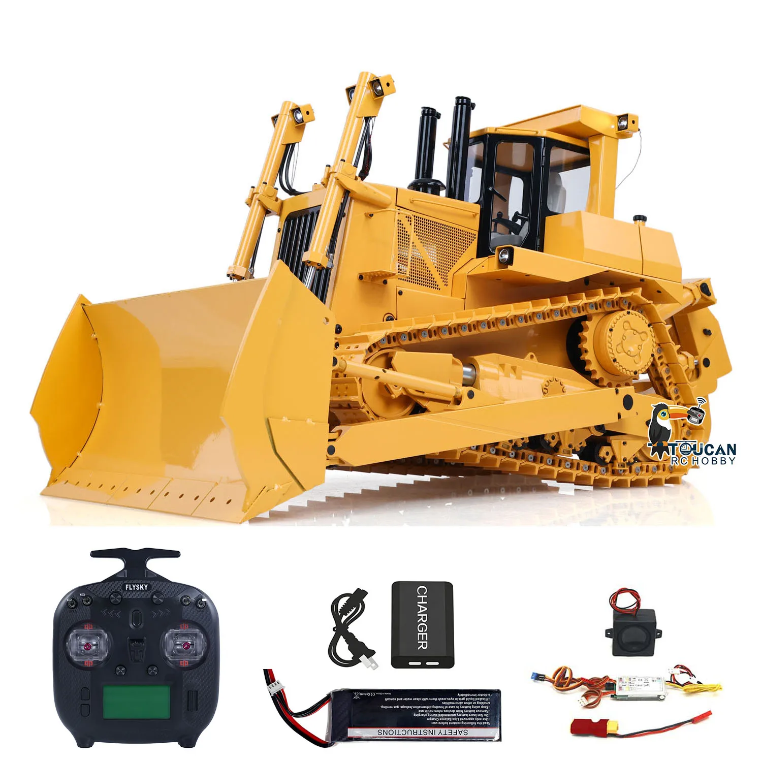1/14 DXR2 Metal RC Hydraulic Bulldozer Radio Control Dozer 201 New Sound Battery Model Assembled and Painted