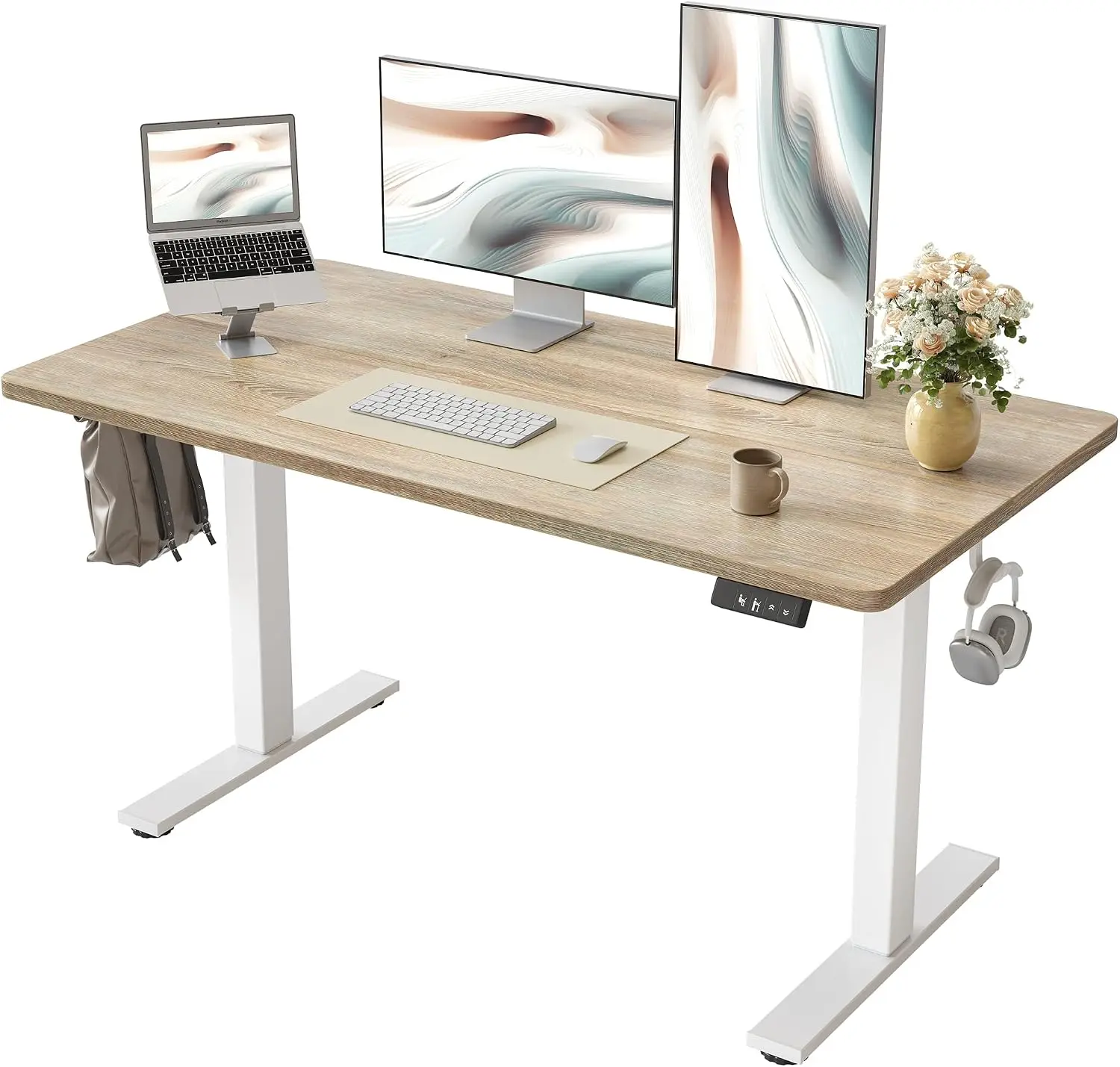 48 X 24 Inch Height Adjustable Electric Standing Desk, Maple | Smooth Height Adjustment, 2 Memory Presets, One-Touch Control, St