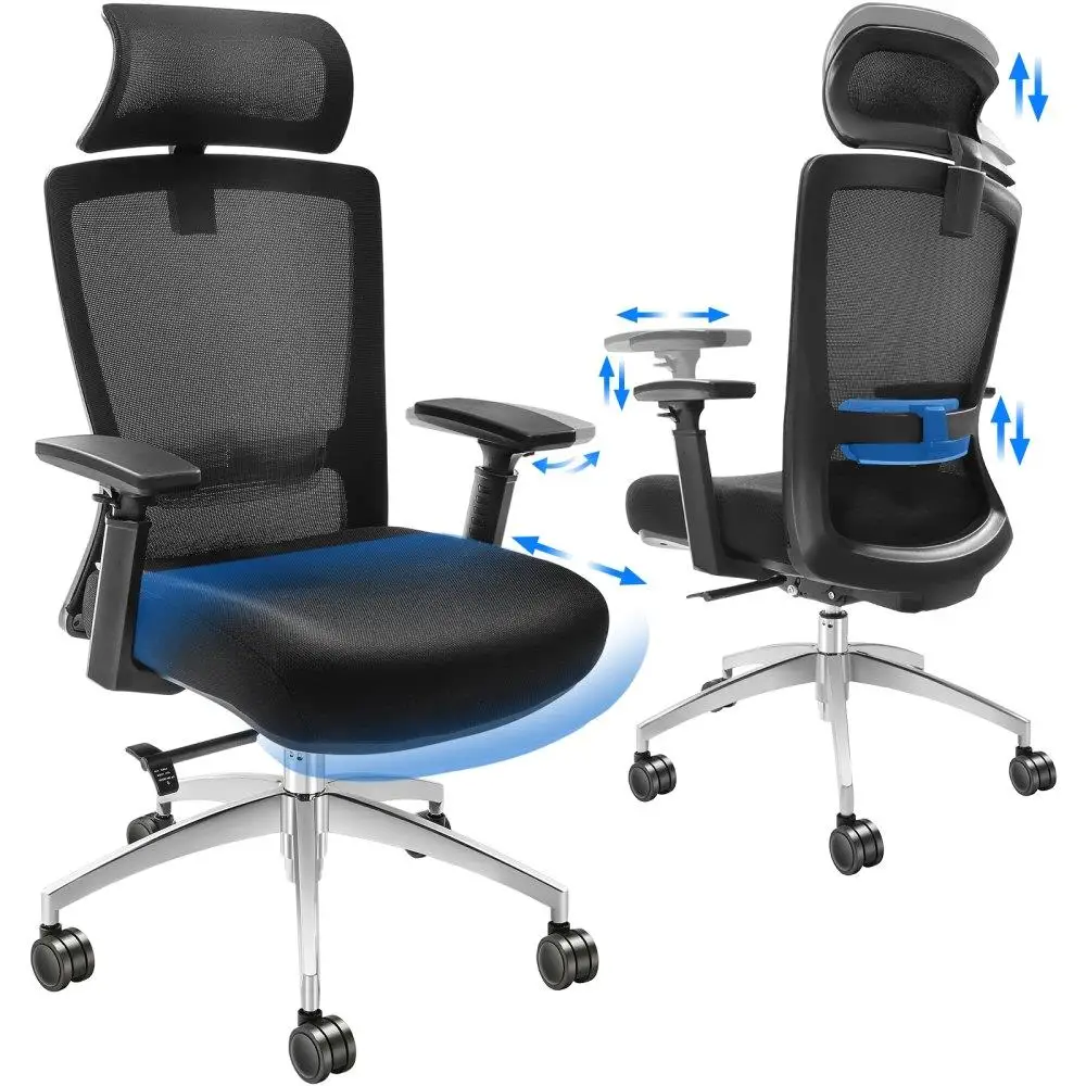 

Ergonomic Office Chair Adjustable Seat Slider Mesh Seat Desk Chair Adjustable Angle Height Back Lumbar Support Swivel Task Chair