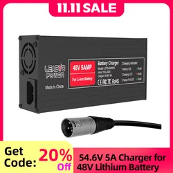 54.6V 5A Battery Charger for 13S Li-ion Hailong Battery Pack 48V Electric Bike Fast Charging Power Supply with XLR 3-Pin Plug
