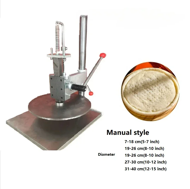 Hot Sell Commercial 20 22 24 25 30 32 33 36 Cm Manual Hydraulic Pizza Dough Press Machine for Pizza Restaurant Home Use Roller