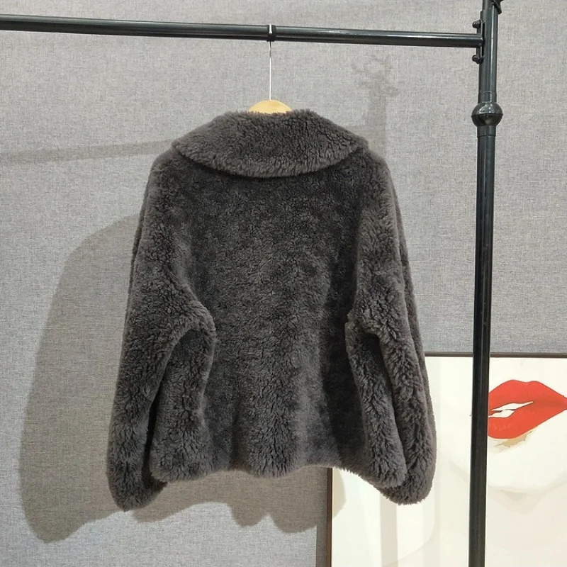 Veste d'hiver courte en laine d'agneau pour femme, manteau court en peau de mouton, vêtements d'extérieur élégants et élégants, JT541
