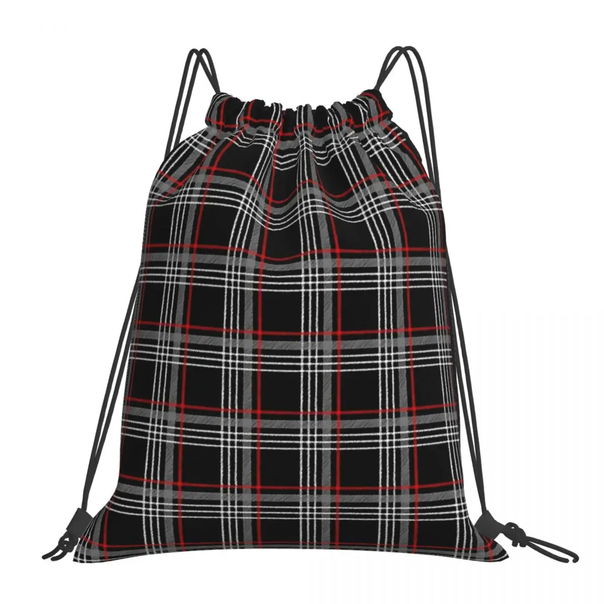 GTI Tartan Backpacks Casual Portable Drawstring Bags Drawstring Bundle Pocket Shoes Bag Book Bags For Man Woman Students