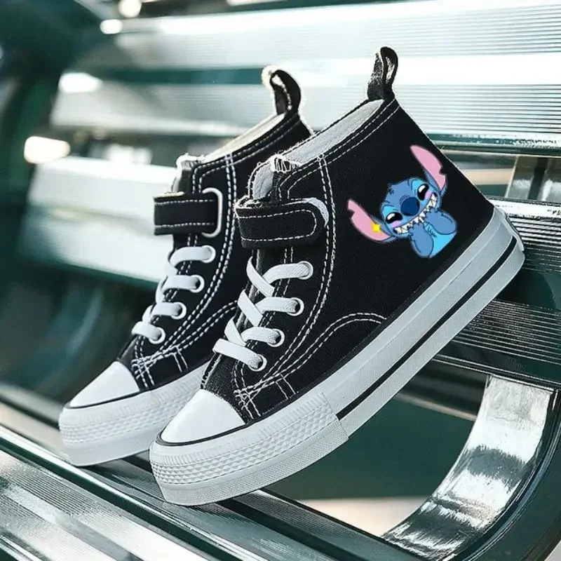 Comfort Shoes Children Disney Print Lovely Girl Casual Cartoon High-top Sport Boys Kids Canvas Lilo Stitch Shoes Tennis Shoes 61