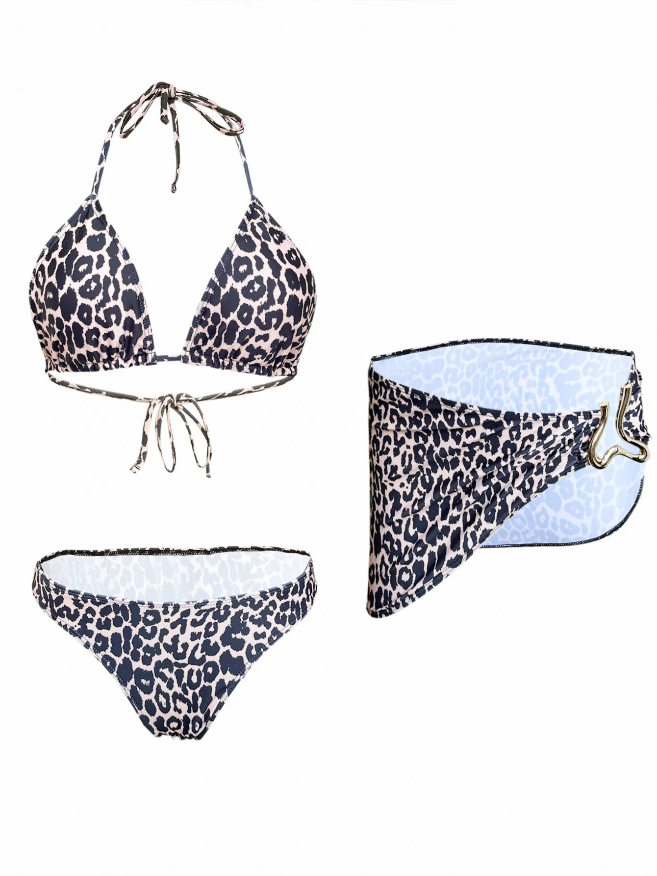 

2025 New Brazilian Swimwear Bikini Set Leopard Print Sexy Women's Swimsuit Split Space-up 3-piece Swimsuit Beach Bathing Suit