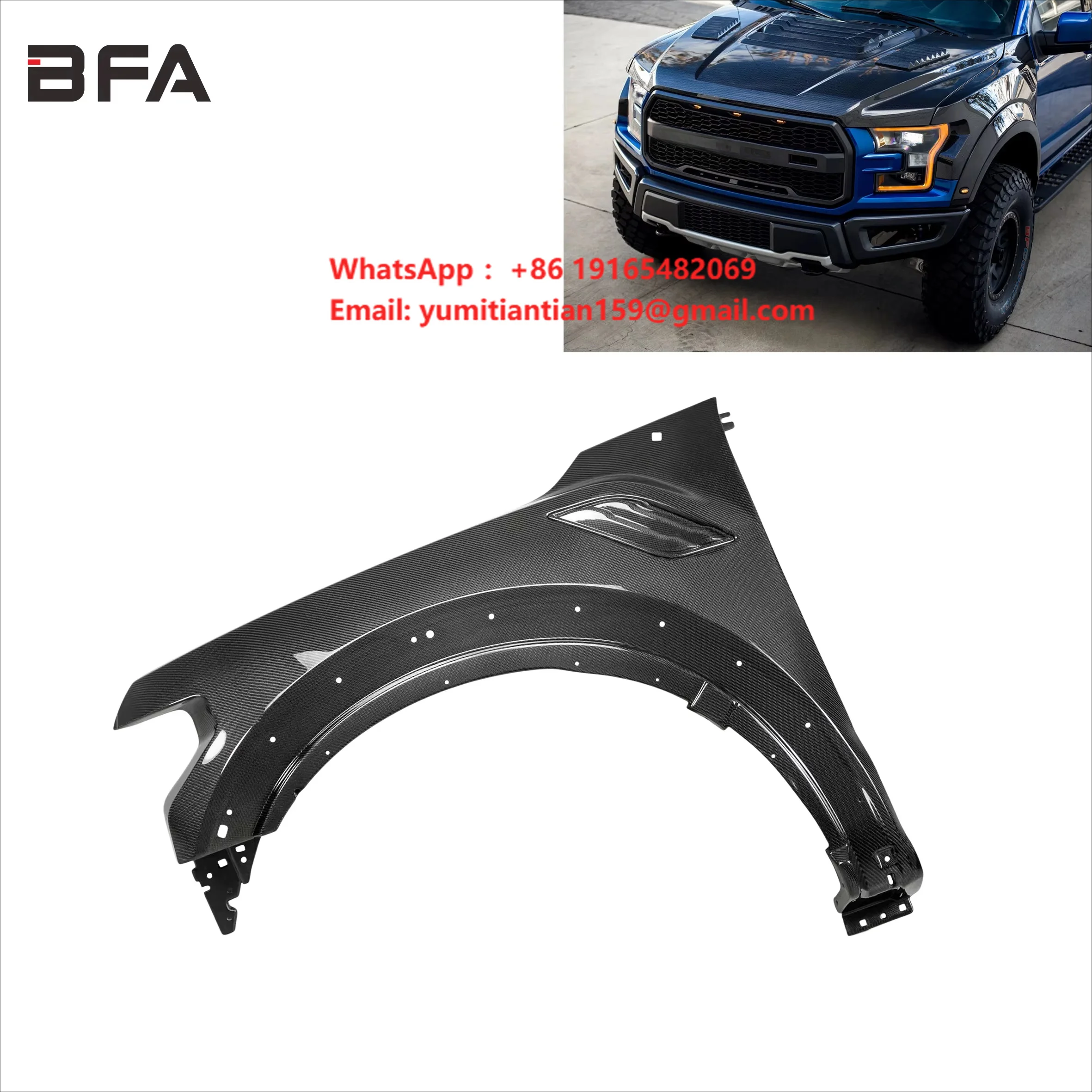 for 2017-2020 Ford F-150 Raptor OEM Shape Carbon Fiber Fender Replacement Pair, Ultra Lightweight Off-Road Truck Body Parts