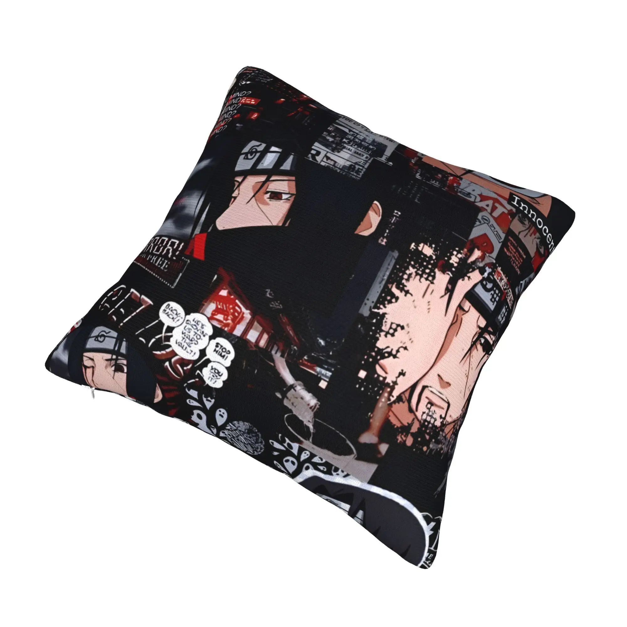 Modern N-Narutoes Uchihas Sasukes Sofa Cushion Cover Velvet Classic Anime Throw Pillow Case Bedroom Decoration