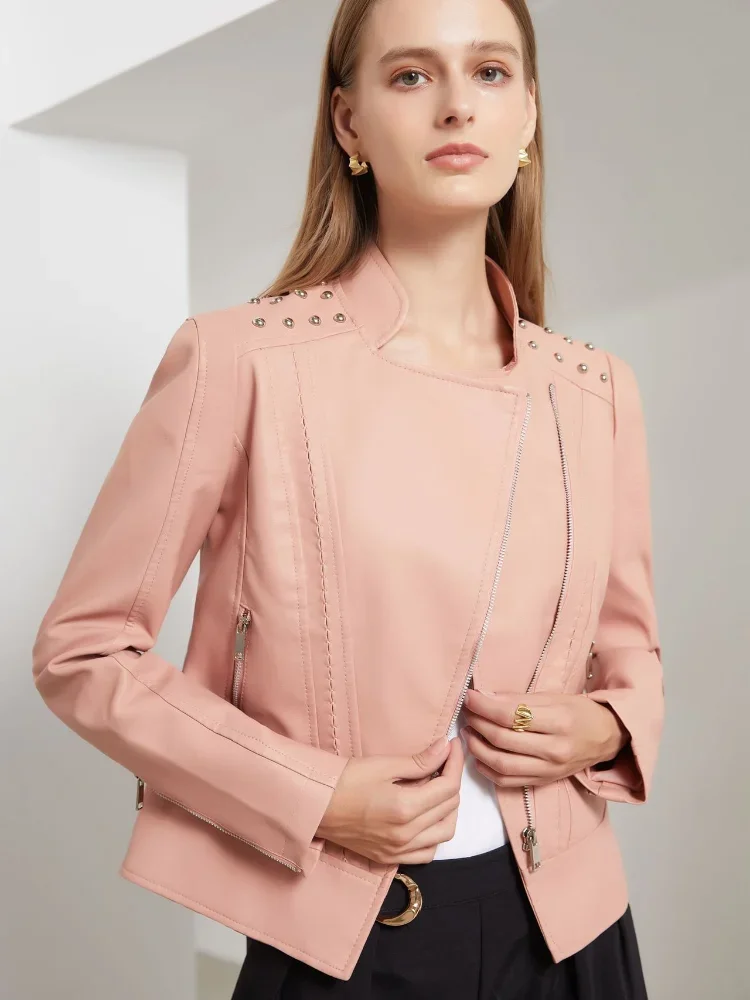 Frauen Kunstleder Mantel dünne Pu Mäntel drehen Kragen voller Ärmel sexy Jacken Reiß verschluss lässig Spleiß kurze Jacke Slim Fit