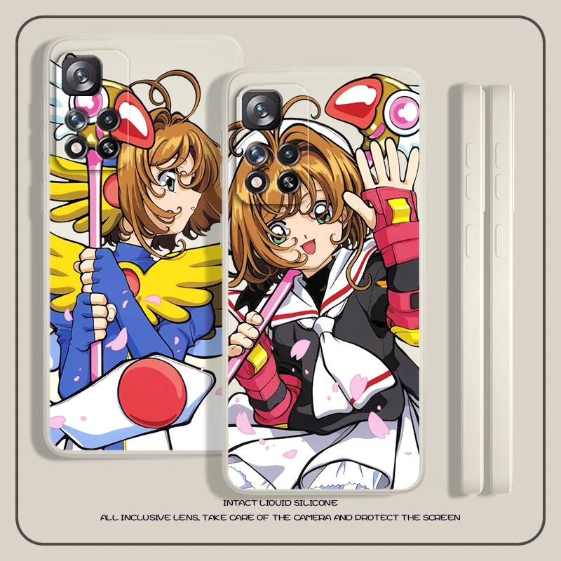 Card captor Girl Sakura Liquid Rope Phone Case For Xiaomi Redmi Note 12 10 11 9 Pro Plus Speed Trubo 11S 11T 10S 9T 5G