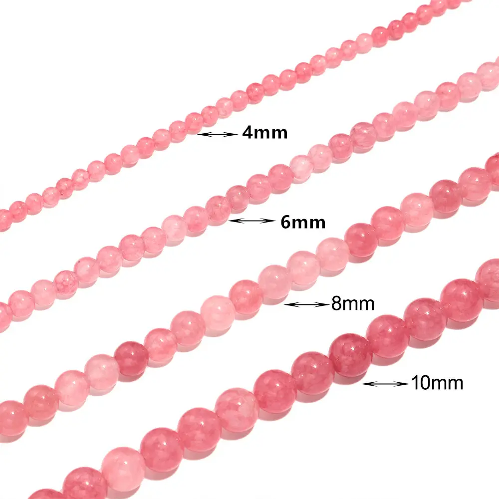 1Strand Pink Natural Persian Jade Stone 4/6/8/10mm Loose Spacer Gem Bead for Jewelry Making DIY Bracelet Necklace Accessories