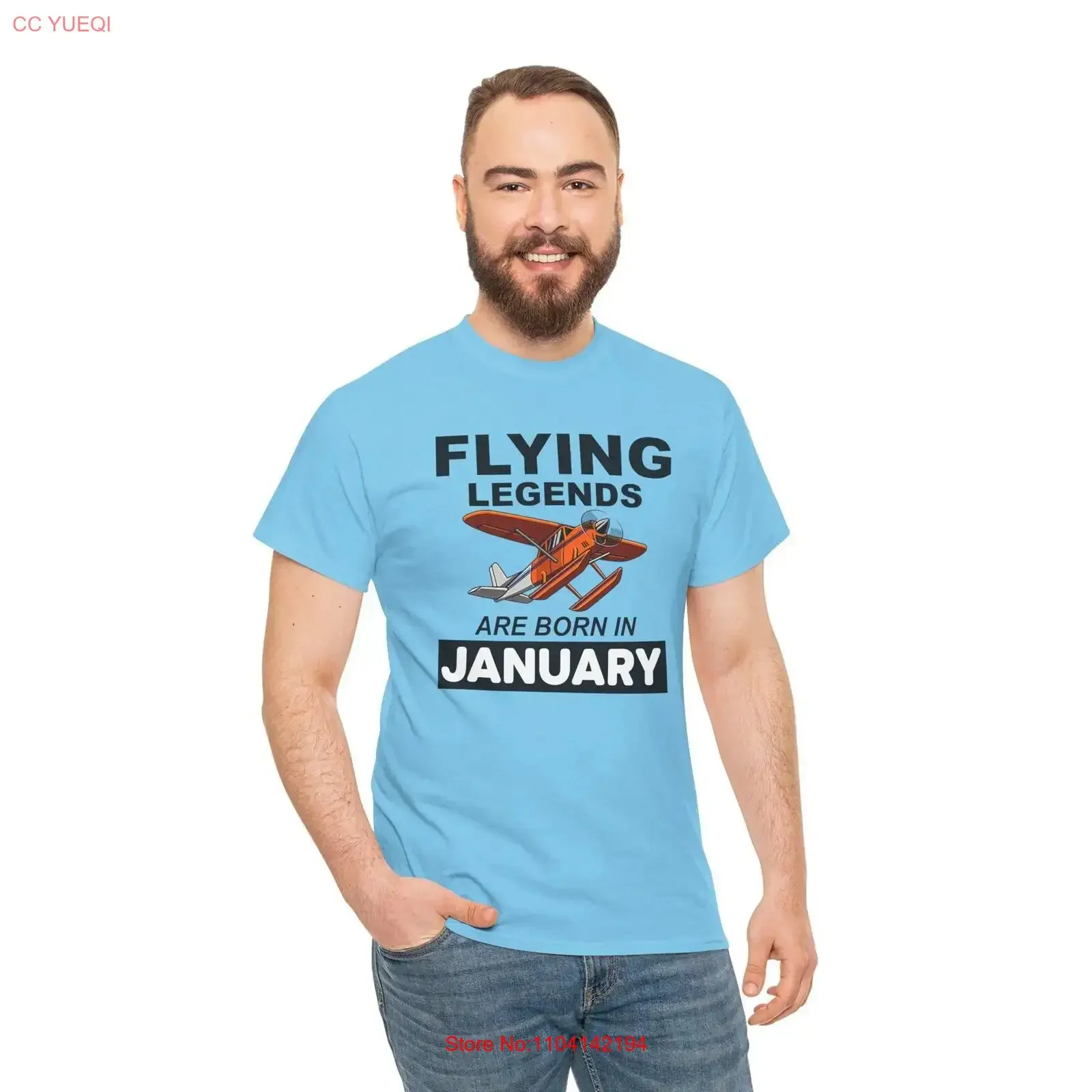 Flying Legends Are Born In January Floatplane Heavy Cotton T Shirt Perfect for Aviation Enthusiasts Pilot vintage Washed