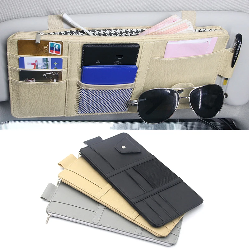 Multi-Function Car Sun Visor Organizer Multi-Pocket Auto Interior Accessories Pocket Organizer Car Document Storage Pouch