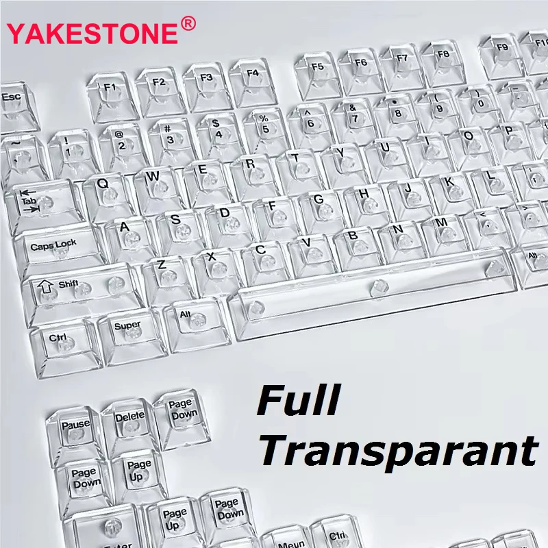 132 Keys Transparent Keycaps with Multi-Language English/ Korea /Russian for Mechanical Keyboard AK820 Pro Clear/ Misty Surface