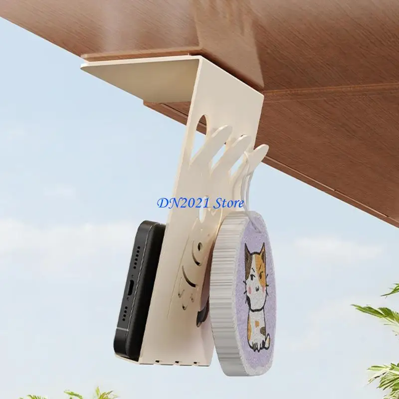 

F3KE Universal Wall Mounted Phone Stand Carbon Steel Heavy Duty Hook For Kitchen Bathroom Storage Without Drilling