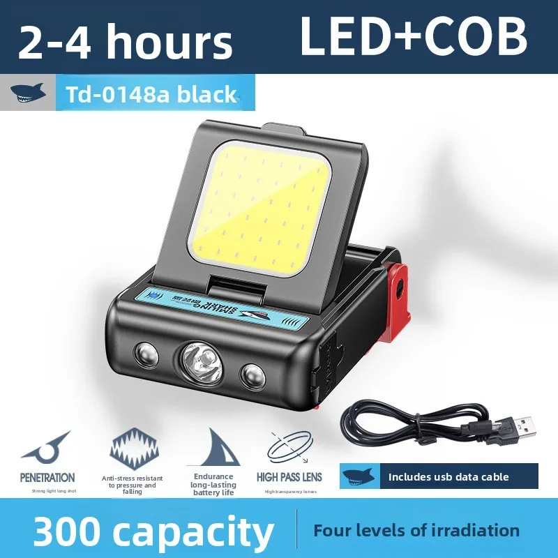 Mini COB Large Floodlight Hat Clip Headlamp for Night Fishing Outdoor Smart Wave Sensor USB Rechargeable Compact Ultra Bright