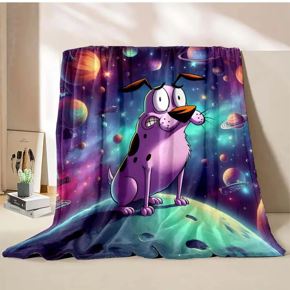 6 Sizes C-Courage The Cowardly Dog Printed Blanket Warm Soft and Comfortable Home Travel Blanket Sofa Bedding Cover Blanket Gift