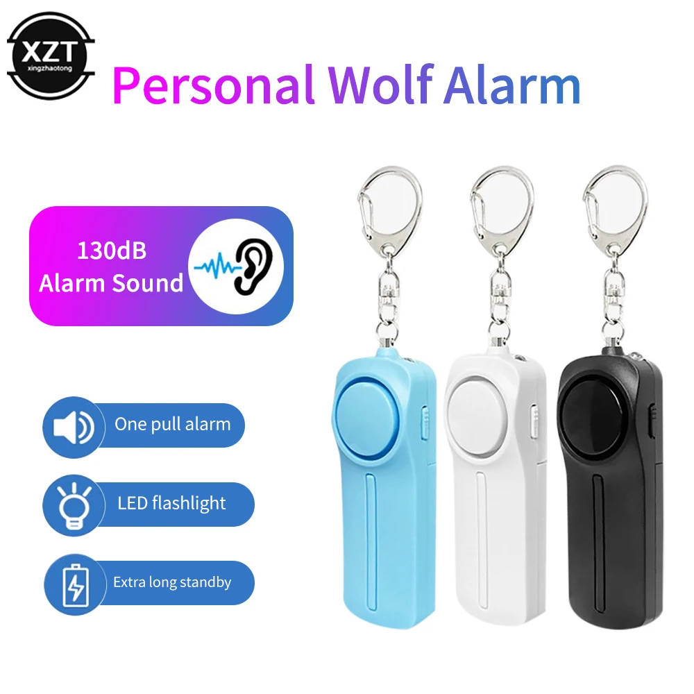 Mini Personal Self-Defense Alarm Emergency Security Alarm 130dB Alarm Sound Siren for Women Kid Safety Alarm with LED Flashlight