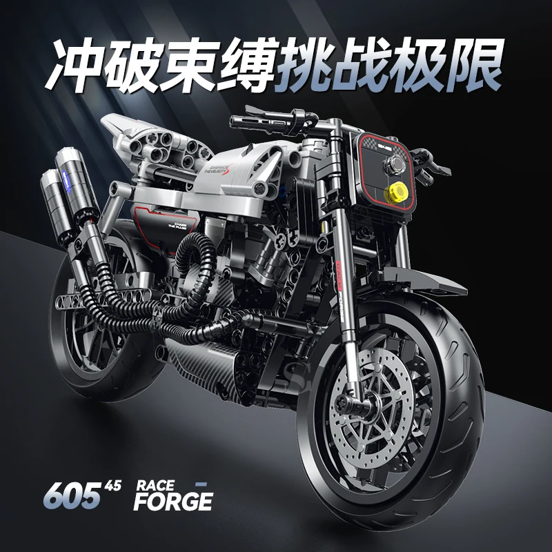 새로운 MOC 60545 고품질 1:8 기술 오토바이 모델 빌딩 블록 조립 독특한 장난감 성인 어린이를위한 크리스마스 선물