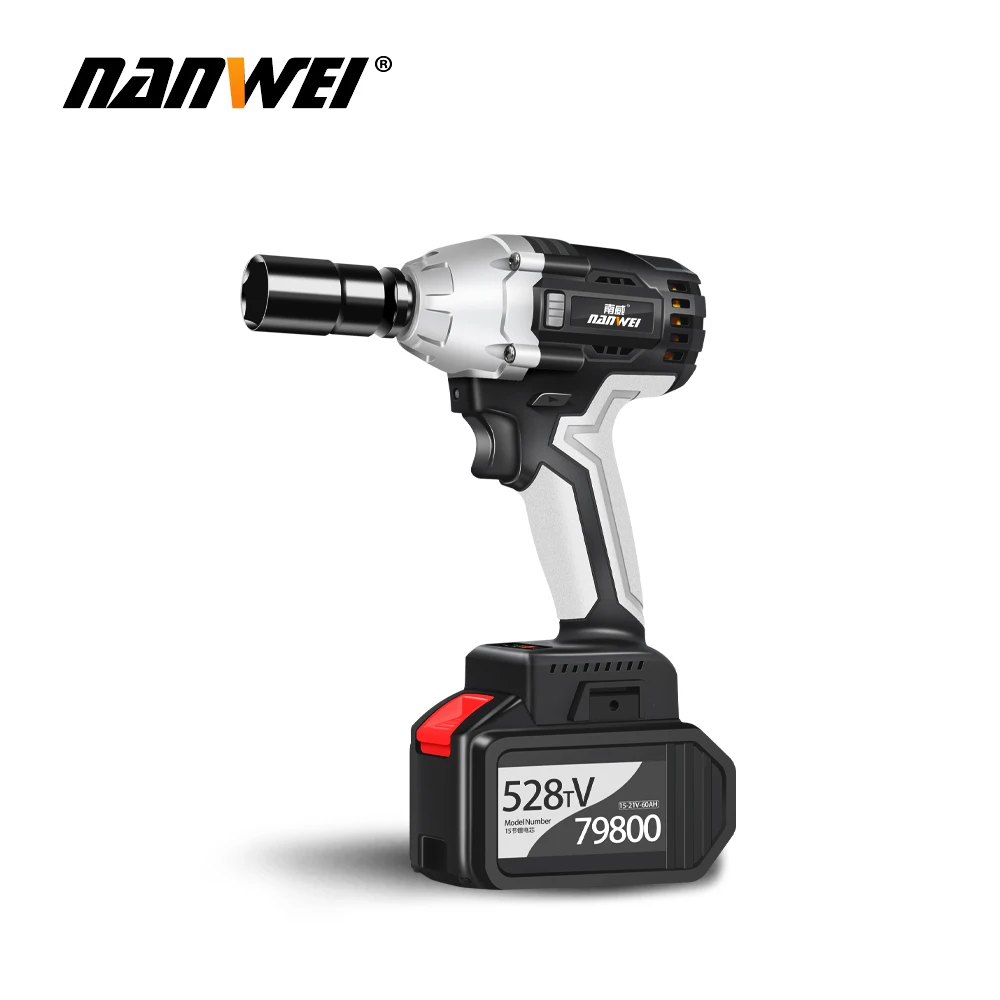 NANWEI Brushless Wrench Electric Impact Wrench Socket Li-ion Battery 21V Hand Drill Installation Power Tools Variable Speed