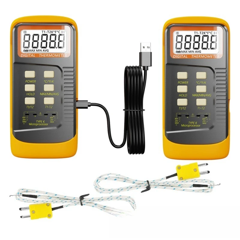 

K type thermocouple thermometer, dual channel thermometer probe type industrial thermometer