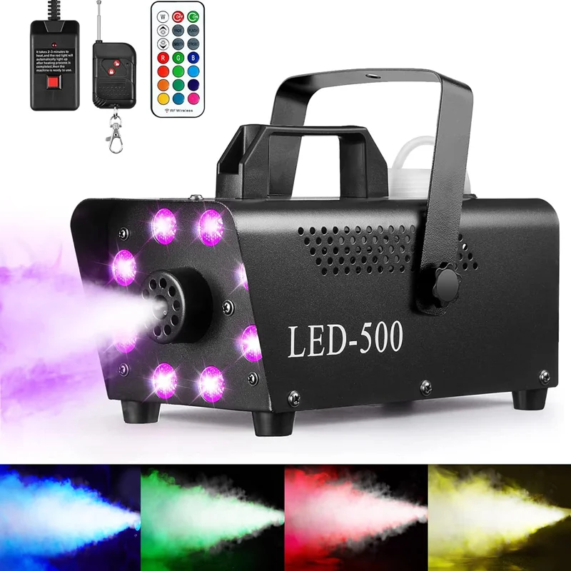 เครื่องสร้างหมอกควบคุมระยะไกล500วัตต์และ3in สี RGB เครื่องสร้างควัน LED 1ไฟแอลอีดีเวทีดิสโกเคทีวีดีเจเที่ยวกลางคืนบาร์