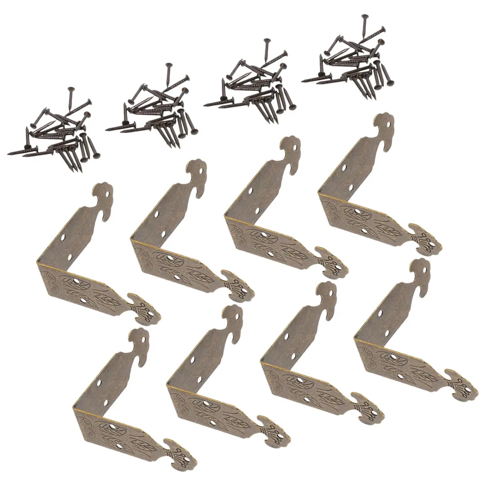 

8pcs Vintage Brass Box Protectors Metal For Jewelry Wood Furniture Cabinet Case With Screws Corner Brace Furniture Corner