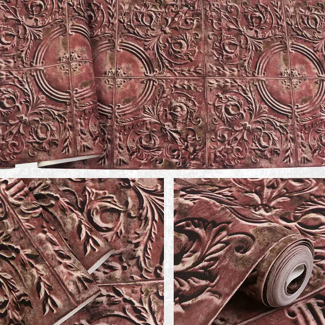 

New Retro Nostalgic Personality Creative Metal Wrought Iron Tv Background Wall Paper Industrial Wind Antique Wallpaper Green Red