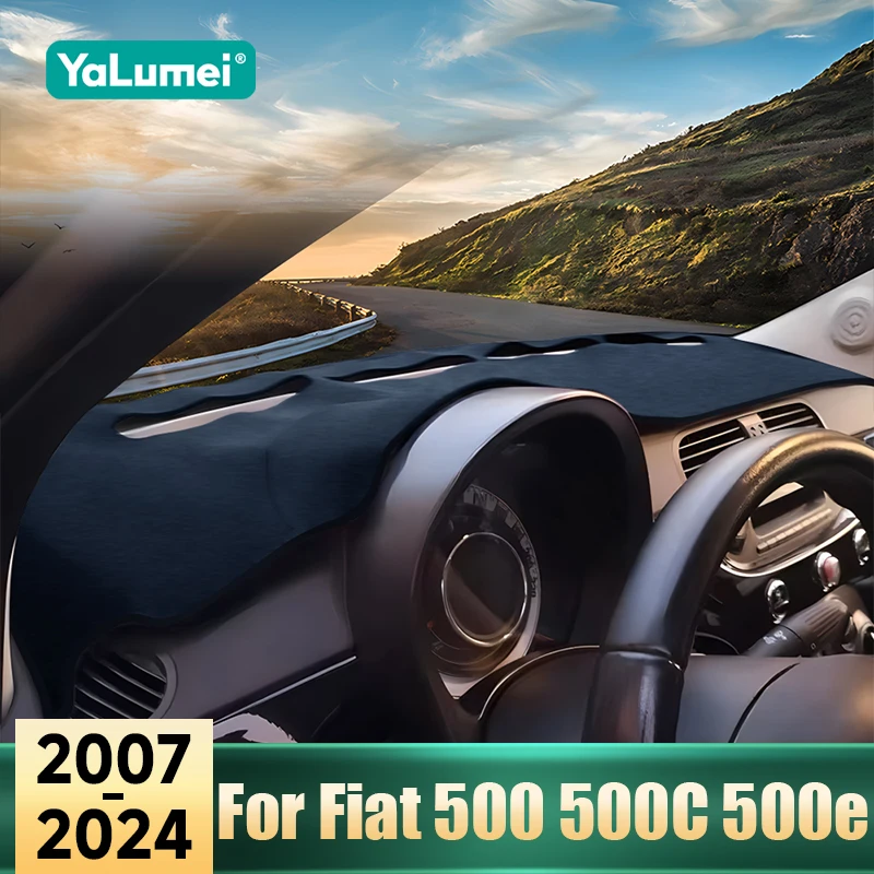 

Аксессуары для Fiat 500 500C 500e 2007-2022 2023 2024, крышка приборной панели автомобиля, приборная панель, избегайте световых накладок, нескользящие ковры