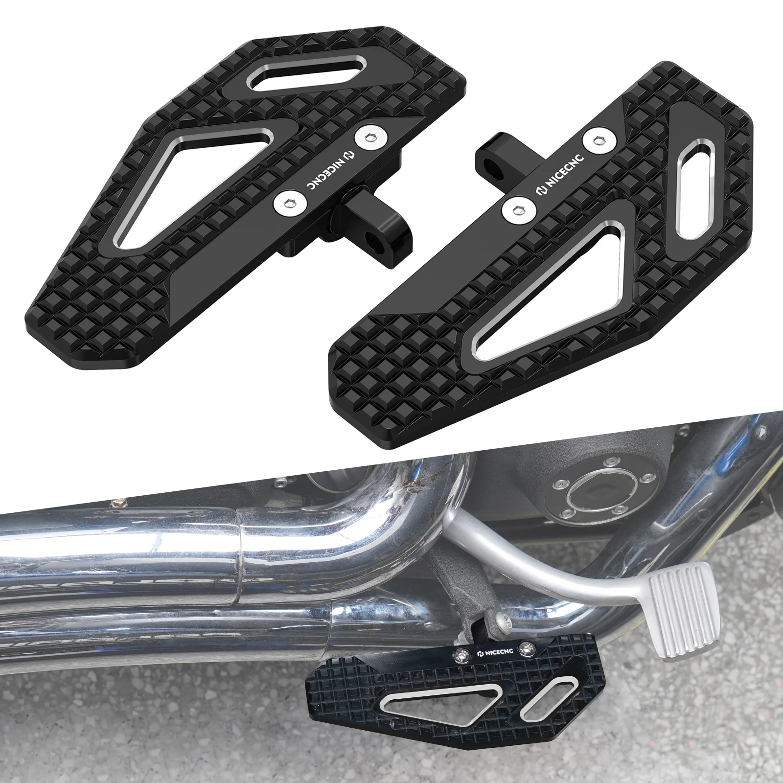 

Motorcycle Rider Footpegs Floorboards for Harley Dyna Street Bob FXDB Fat Bob FXDF 08-17 Low Rider FXDL Wide Glide FXDWG 93-17