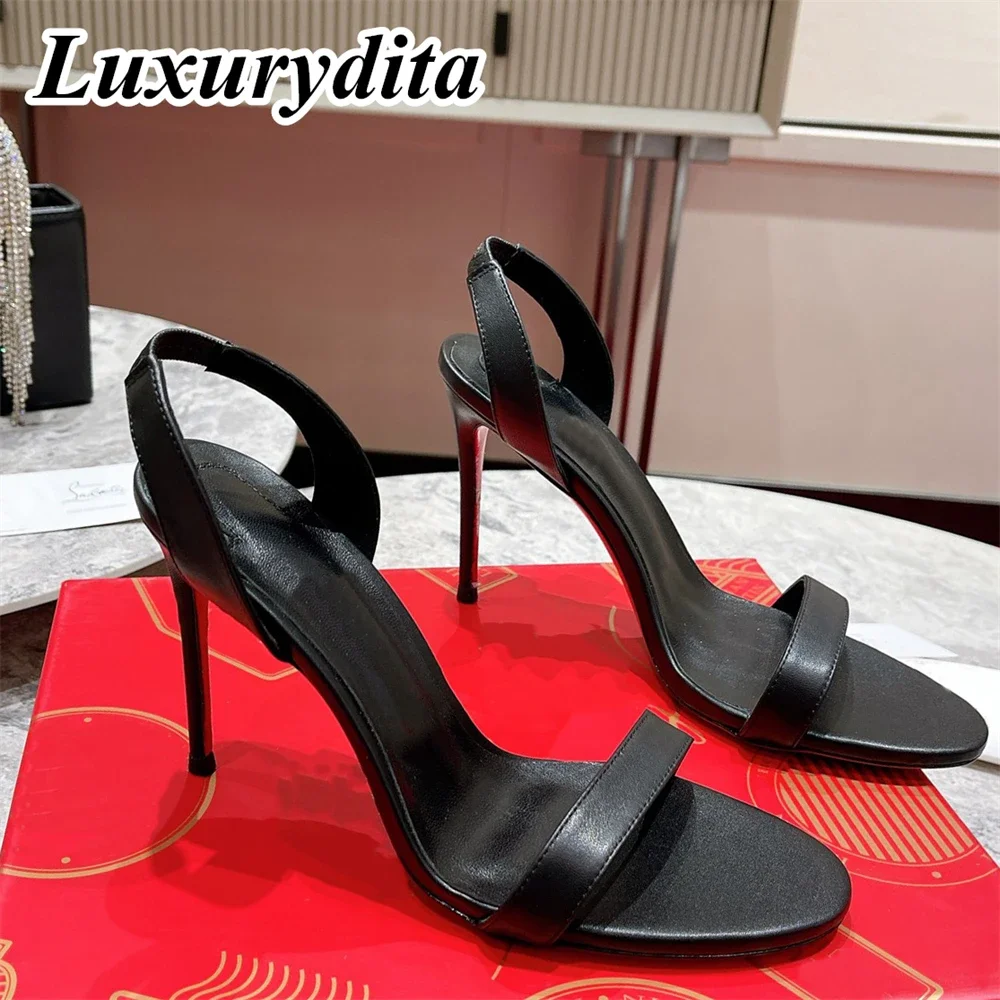 

Top Quality Womens High Heels 0-12cm Luxury Fashion Ladies Sandals Designer Classic Red Heel Real Leather sole Mules Shoes 0513