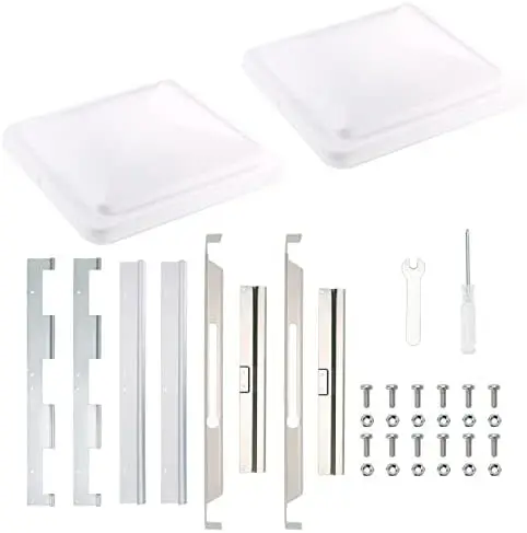

RV Vent Lid Replacements 2-Pack - Universal White Covers with Metal Hinges for Jensen, Ventline, Elixir