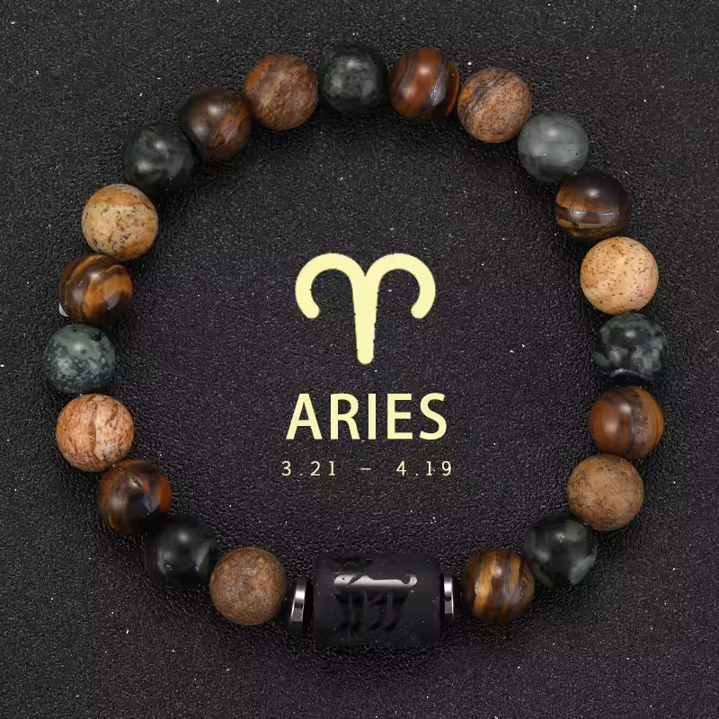 12 Zodiac Bracelets Natural Stone Cancer Virgo Leo Libra Bracelet Couples Friendship Gifts Bracelets jewelry pulsera hombre - Image 19