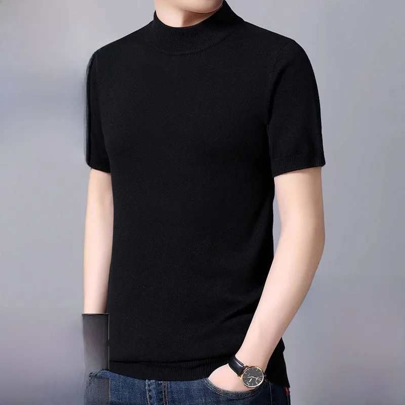 

Eordos Men's Thiened ort Sve Knitted Sweater f High Collar Autumn Winter Color Base irt Youth Casual Sle