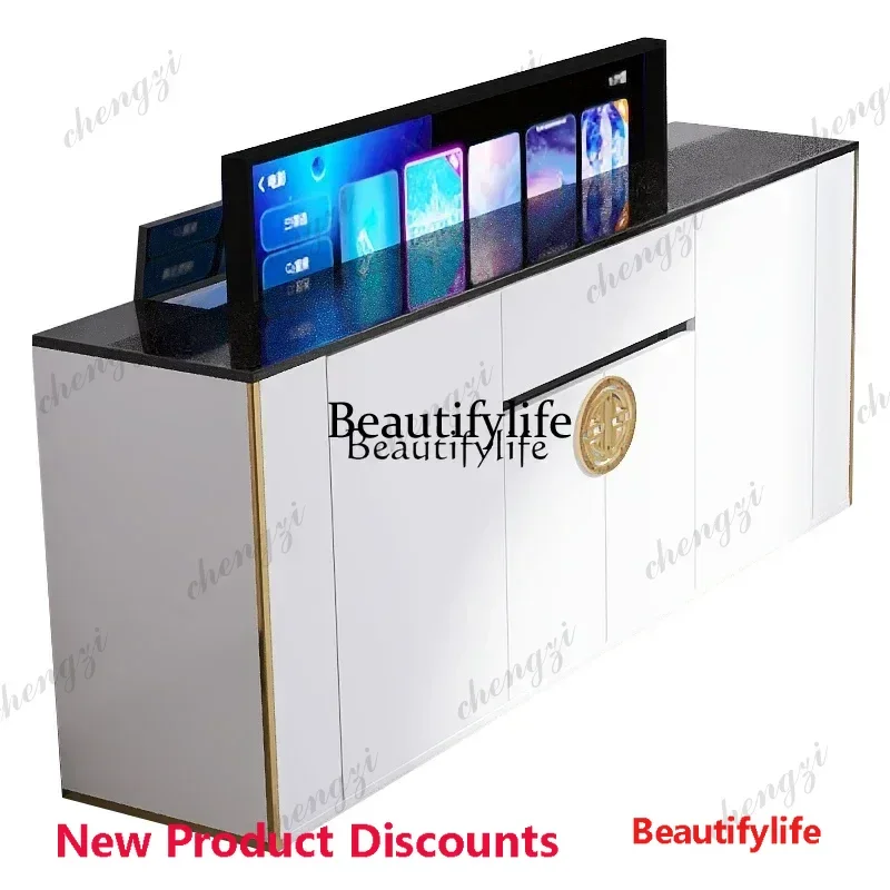 45 jj *White intelligent lifting TV cabinet remote control automatic hidden TV partition cabinet