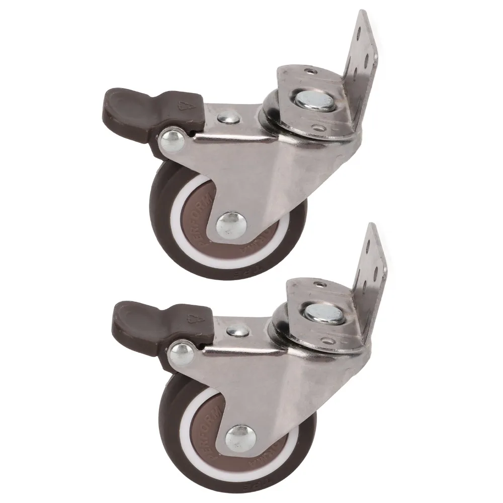 

4Pcs 2 Inch L Bracket Caster TPE Rubber 360 Degrees Rotating Swivel Plate Caster With Brake Low Noise Side Mount Casters Table